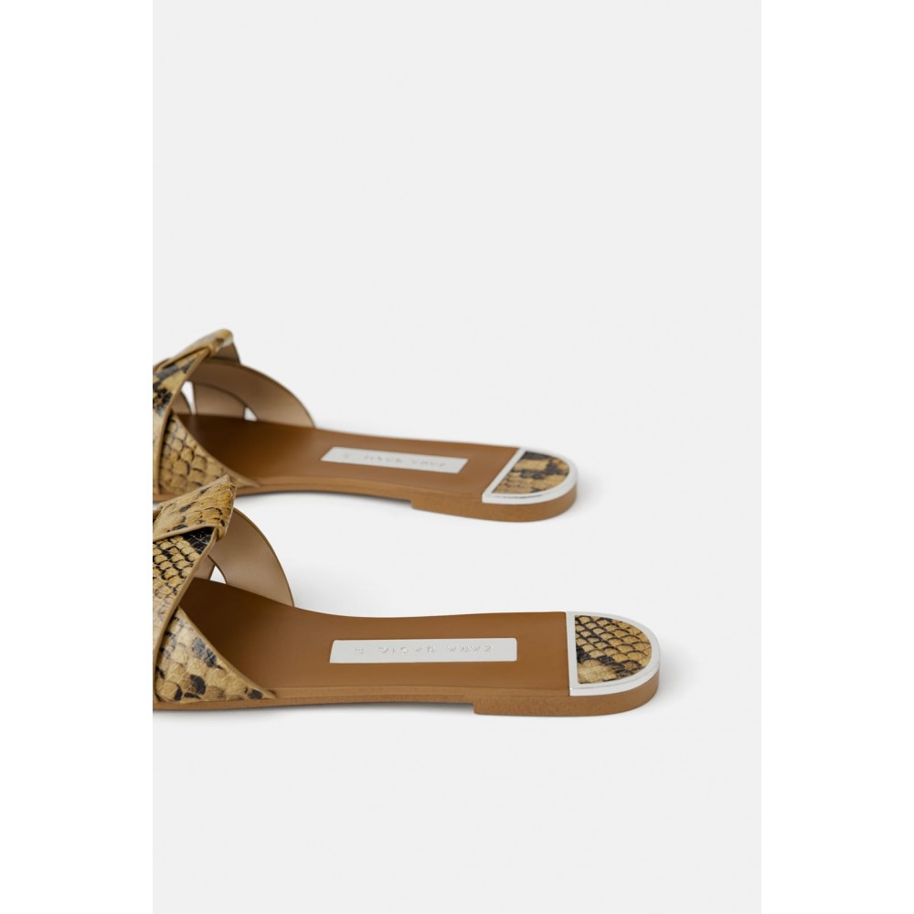 Zara animal print hot sale leather flat sandals